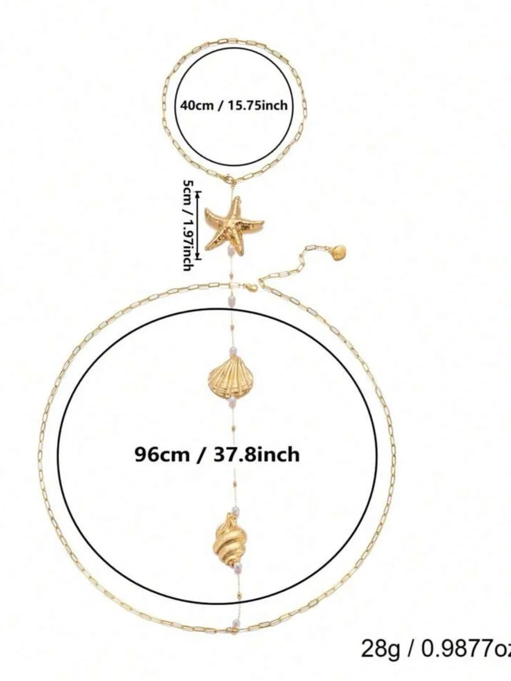 Anthropologie Gold Seashell & Starfish Back Necklace